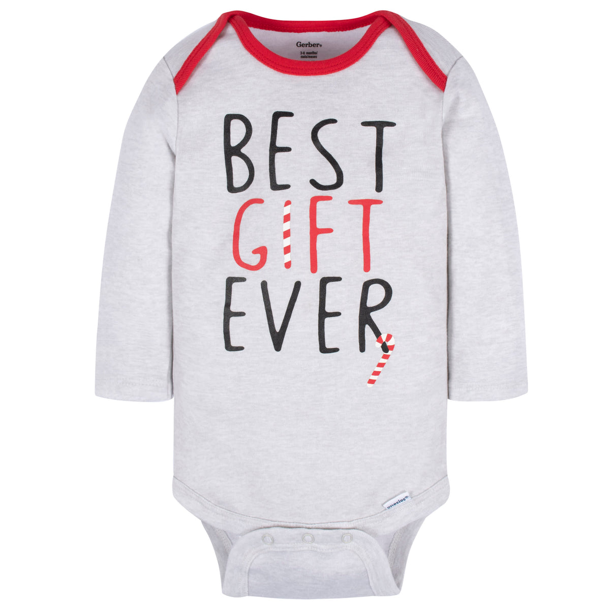 3-Pack Baby Neutral Best Gift Ever Long Sleeve Onesies Bodysuits, view 2