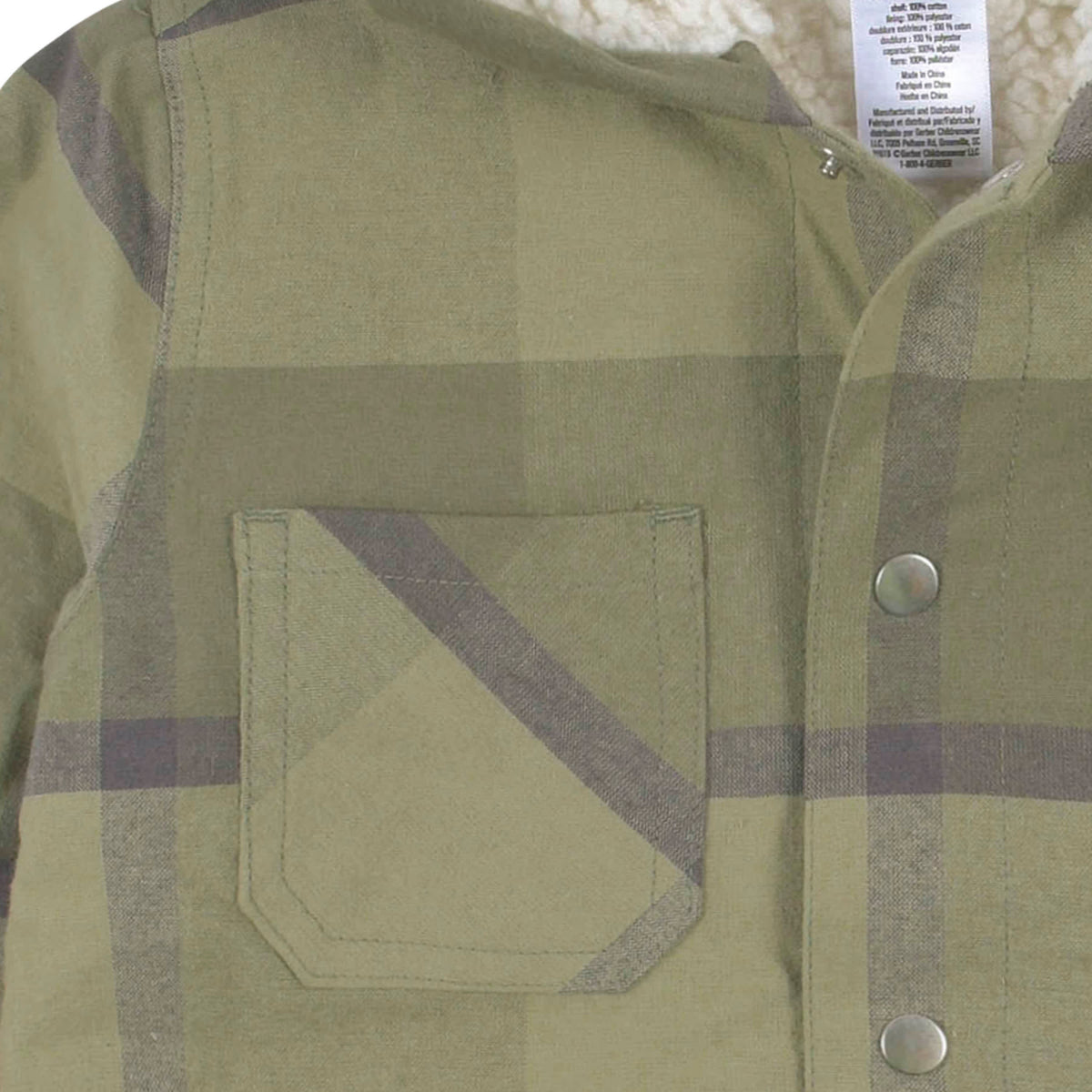 2-Piece Infant & Toddler Boys Sage Green Plaid Flannel Jacket & Jogger Set, view 4