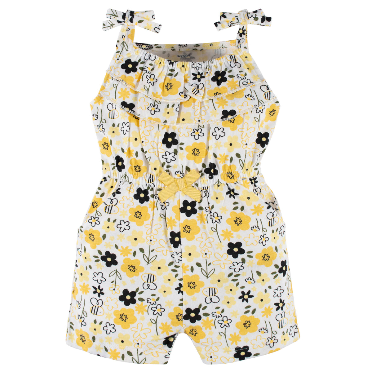 2-Pack Baby & Toddler Girls Bee Garden Tank Rompers, view 3
