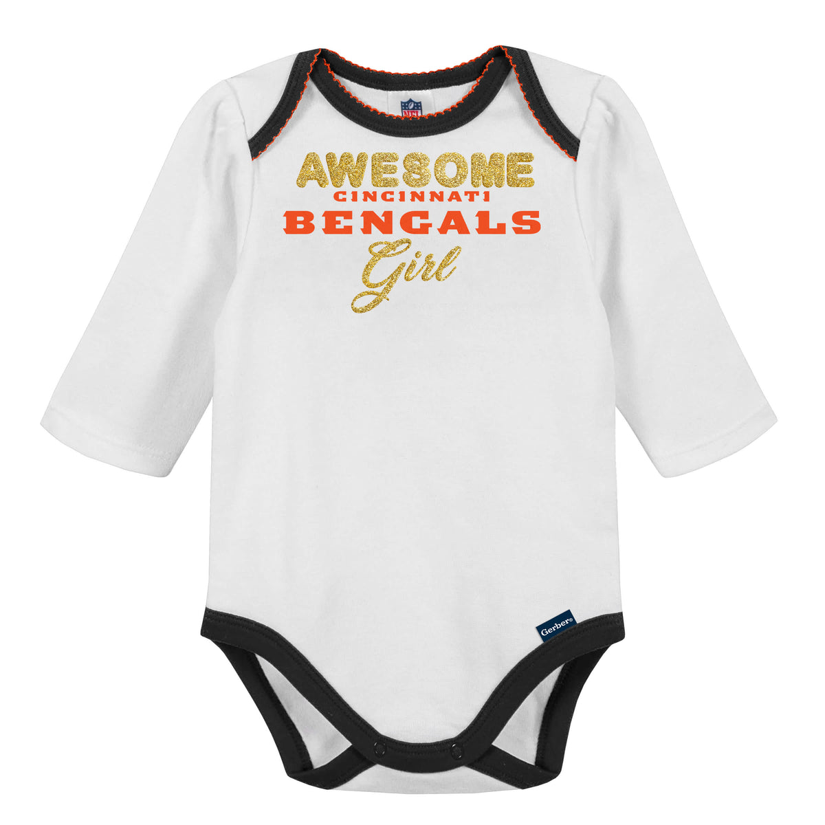 3-Piece Baby Girls Bengals Bodysuit, Footed Pant, & Cap Set, view 4