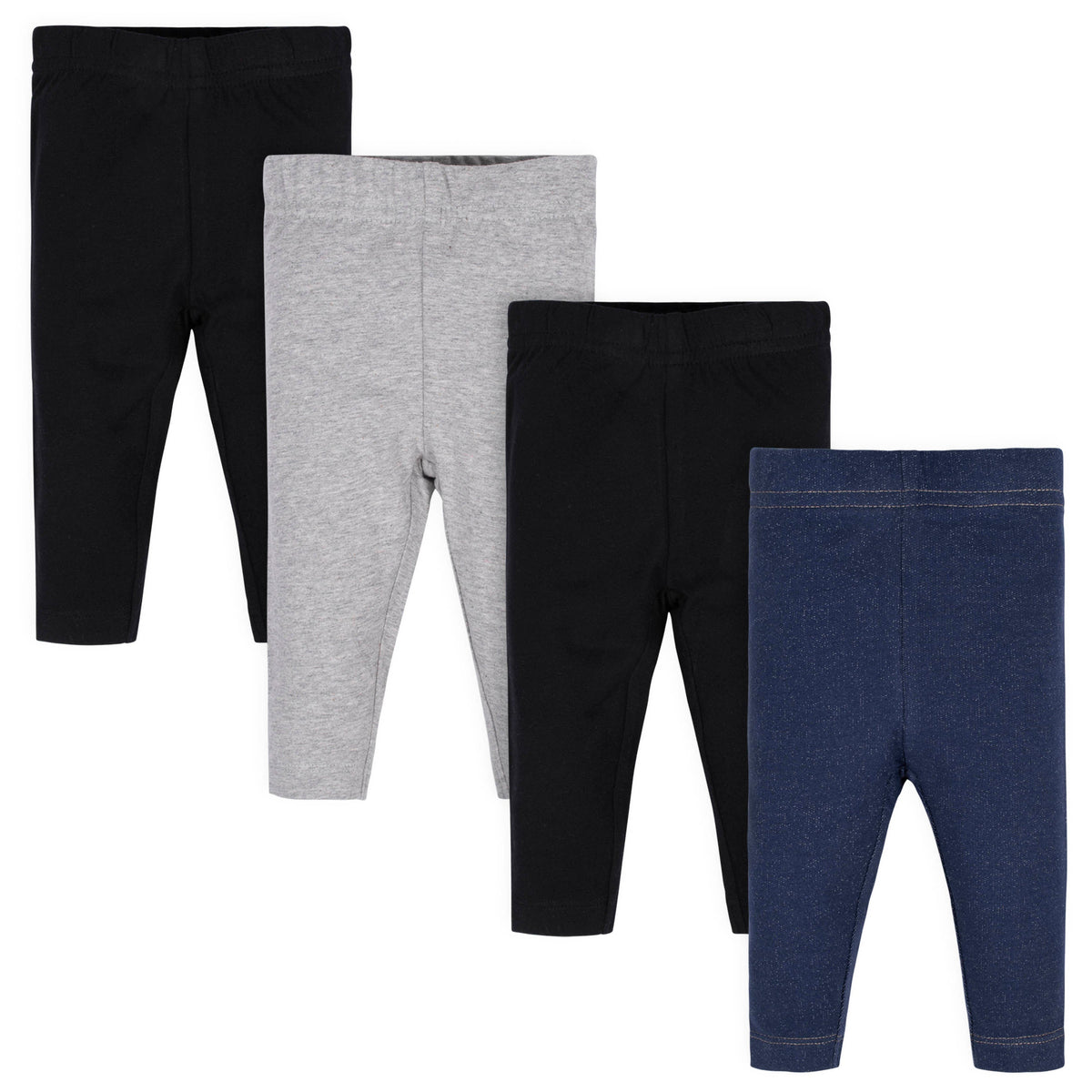 4-Pack Girls Black, Grey, and Blue Leggings