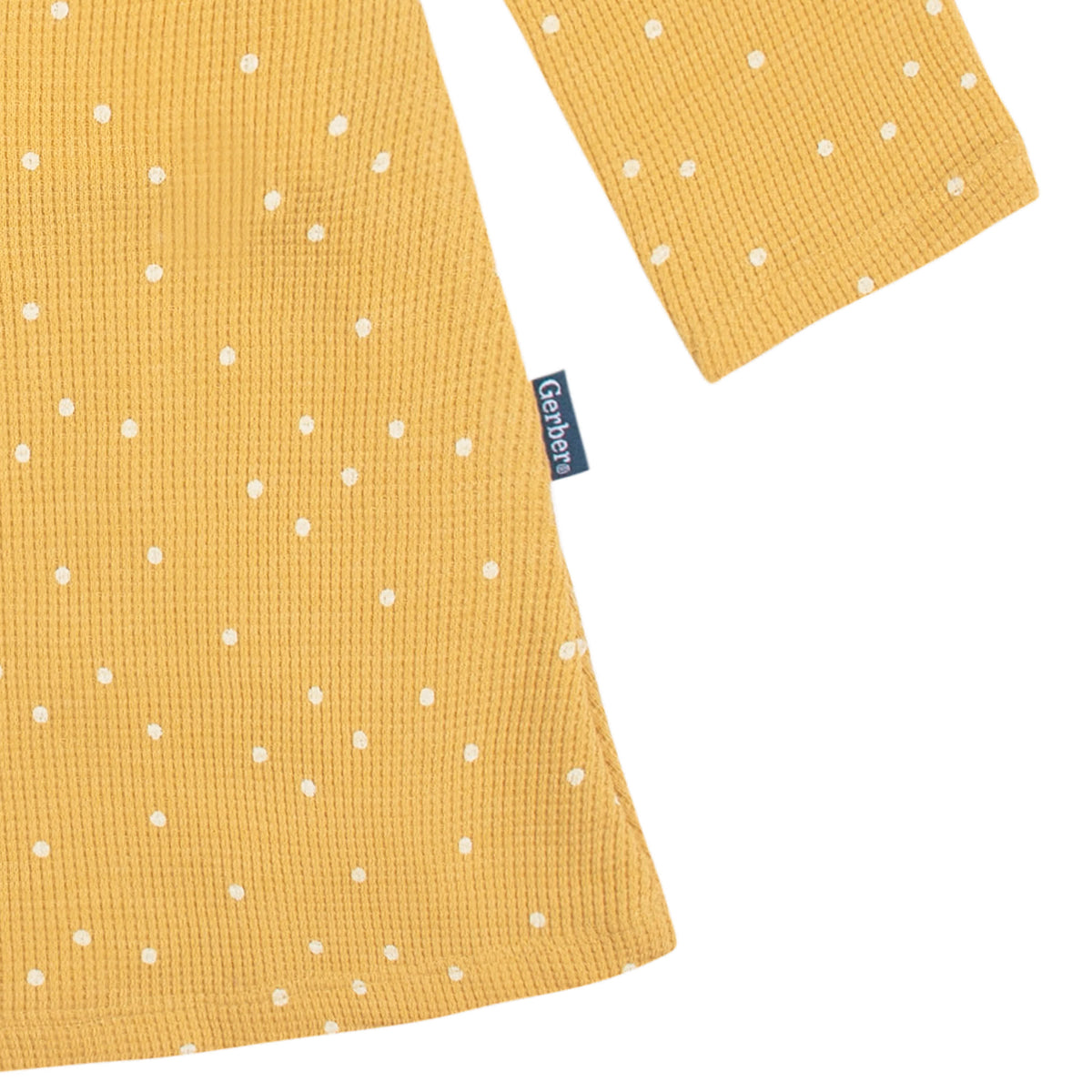 Infant and Toddler Girls Yellow Dots Dress With Ruffle, view 6