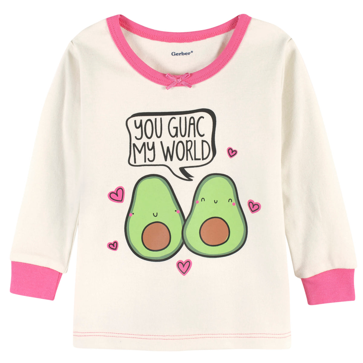 4-Piece Infant & Toddler Girls Pink Avocado Snug Fit Cotton Pajamas, view 4