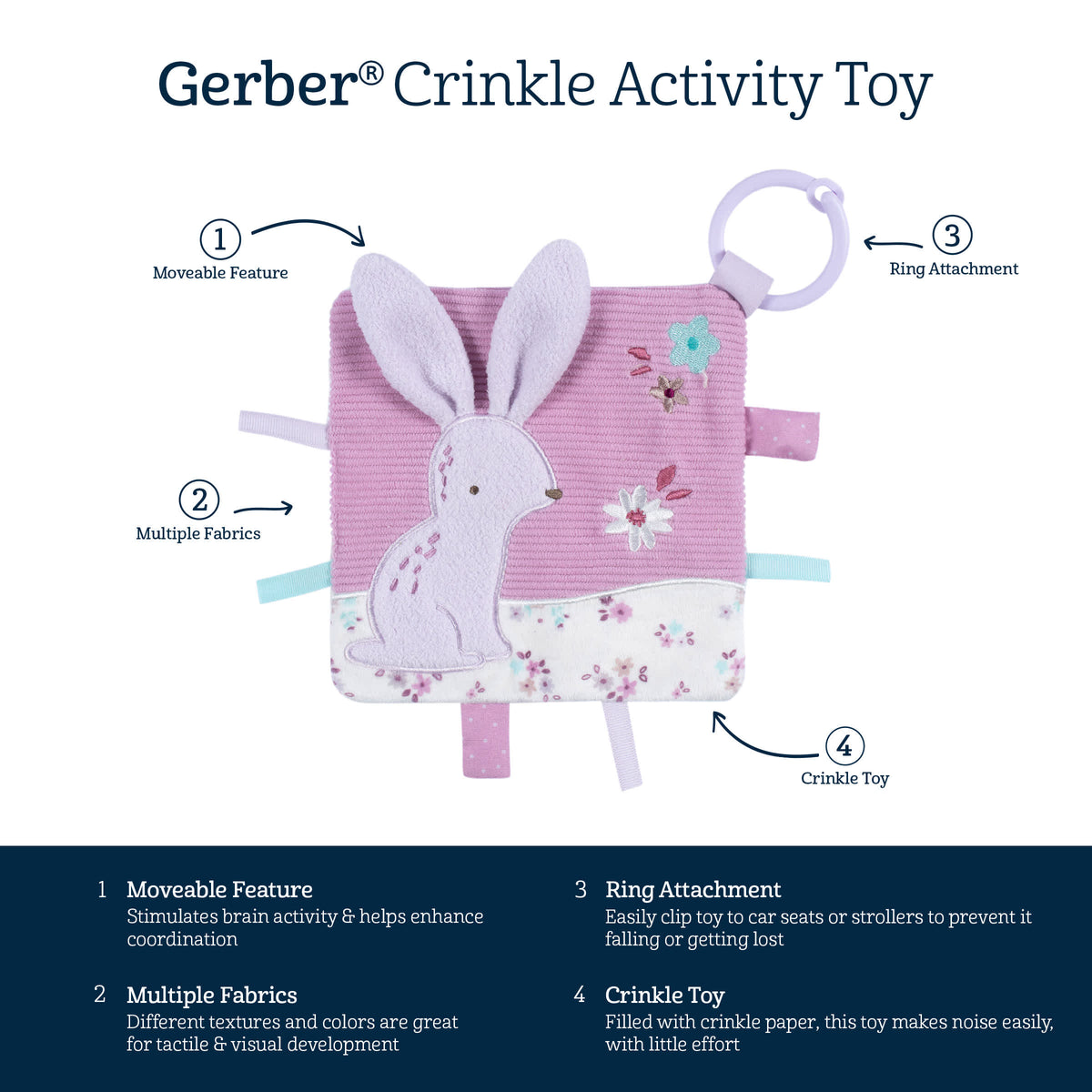 Baby Bunny Crinkle Toy, view 6