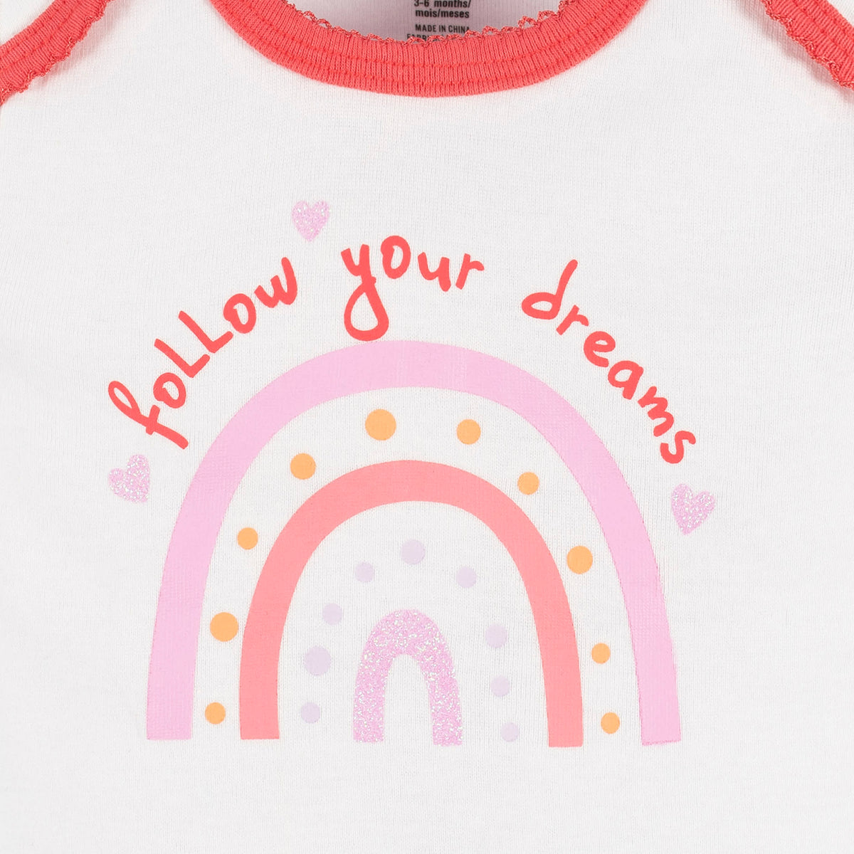 4-Piece Baby Girls Rainbow Dreams Onesies Bodysuit, Tee, Skort & Pant Set, view 3