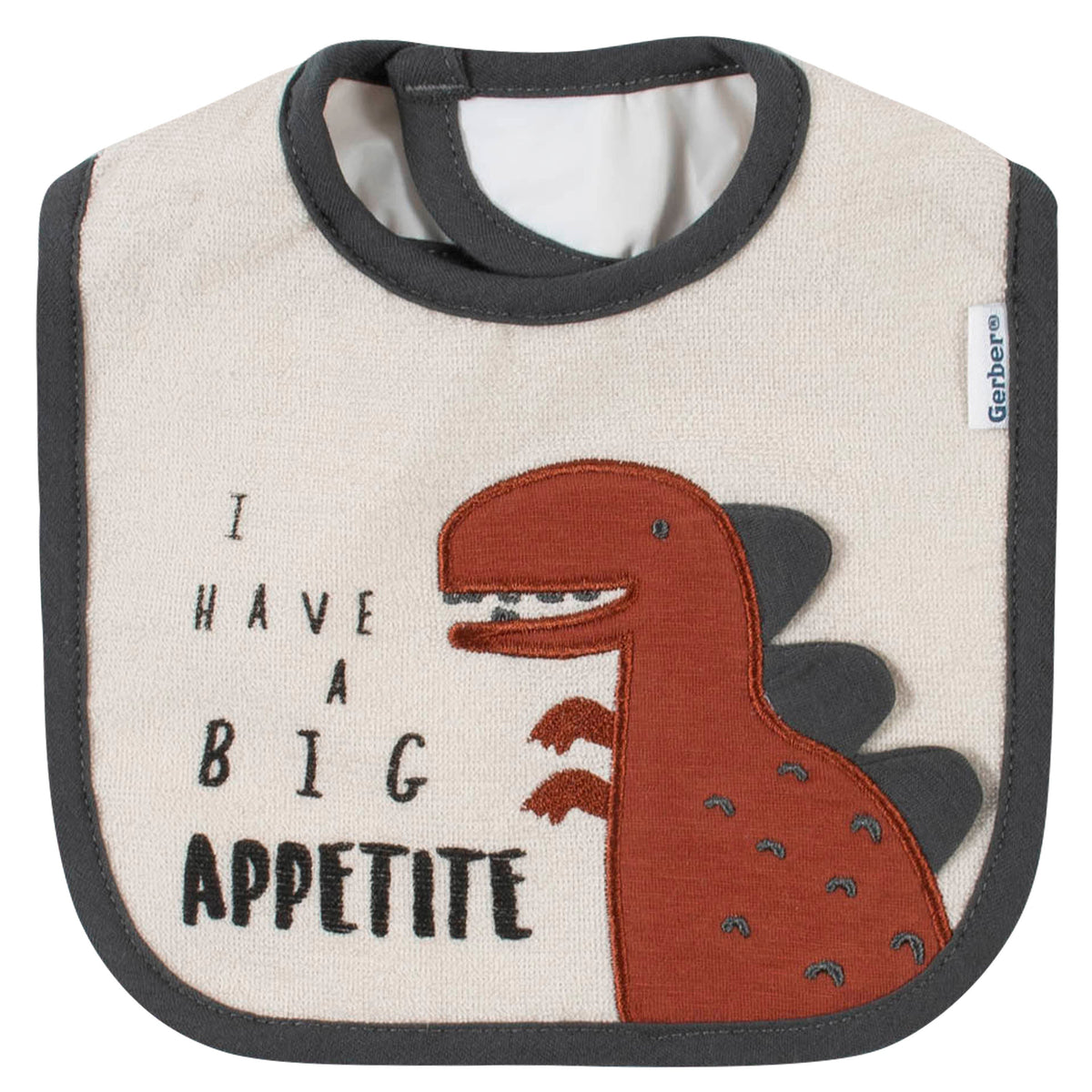 7-Piece Baby Neutral Dino Terry Bibs & Terry Burp Cloths Set, view 2