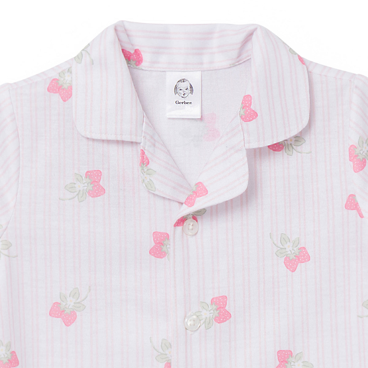 2-Piece Infant & Toddler Girls Berries Button Up Pajama Set, view 3