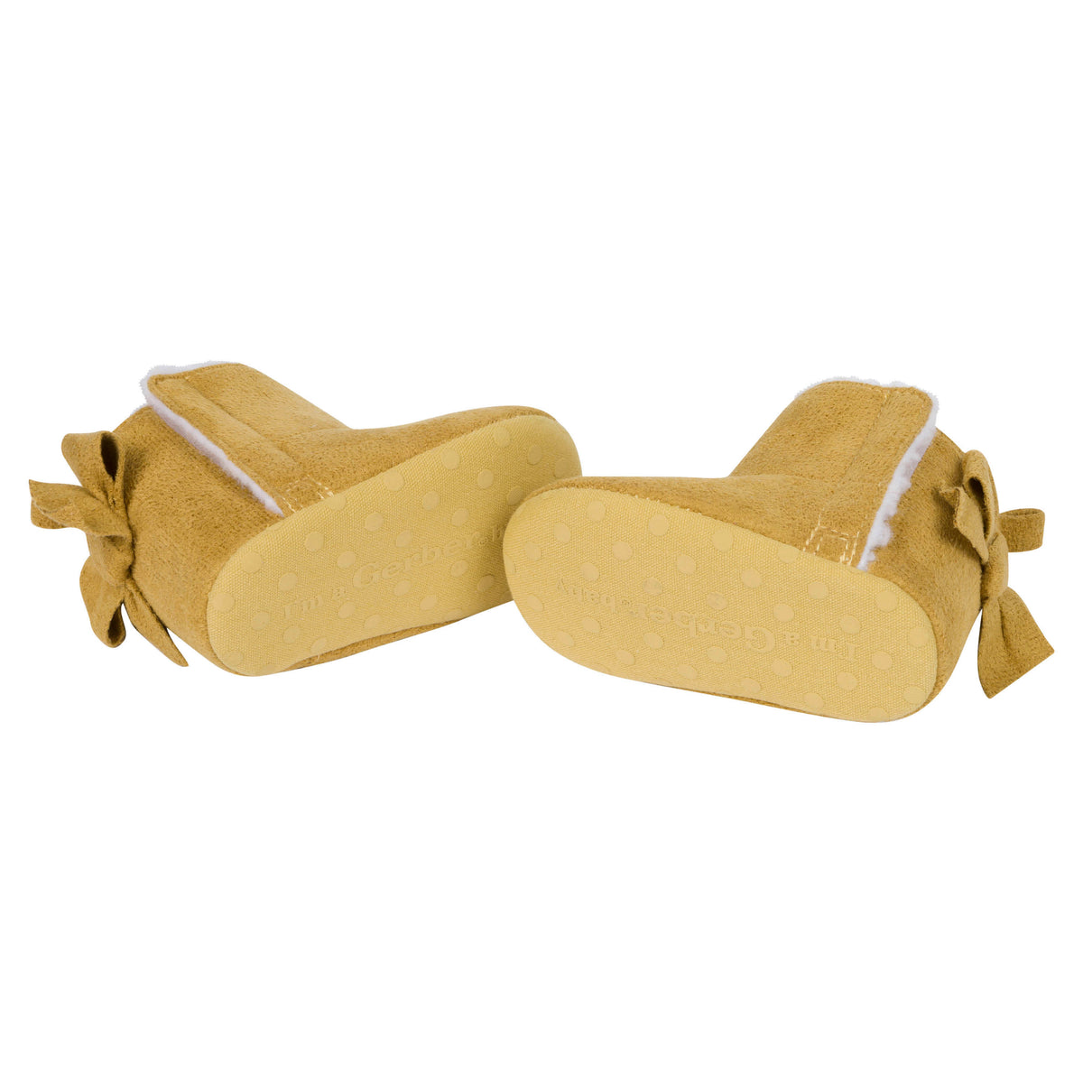 Baby Girls Taupe Bow Faux Suede Boots, view 4