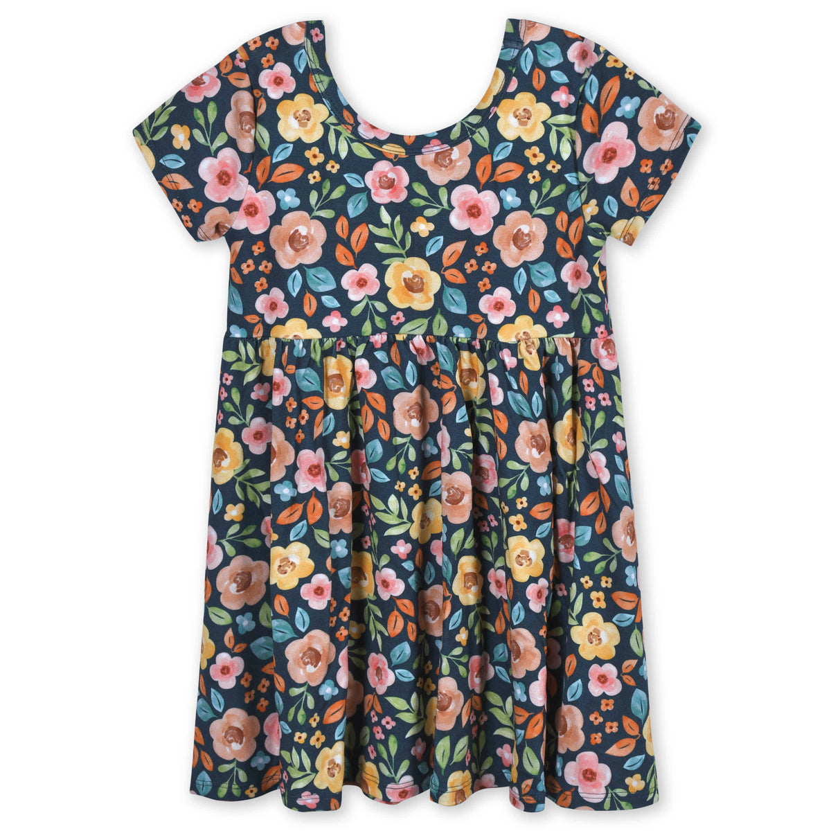 Infant & Toddler Girls Midnight Floral Buttery Soft Viscose Made from Eucalyptus Twirl Dress, view 2