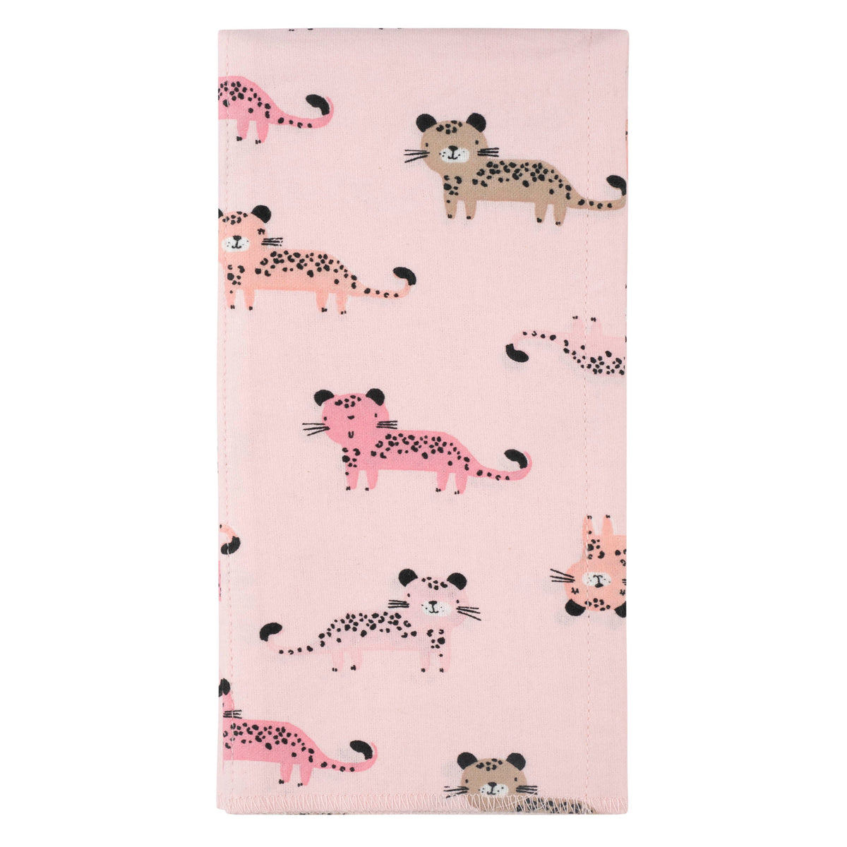 4-Pack Baby Girls Leopard Flannel Burp Cloths, view 2