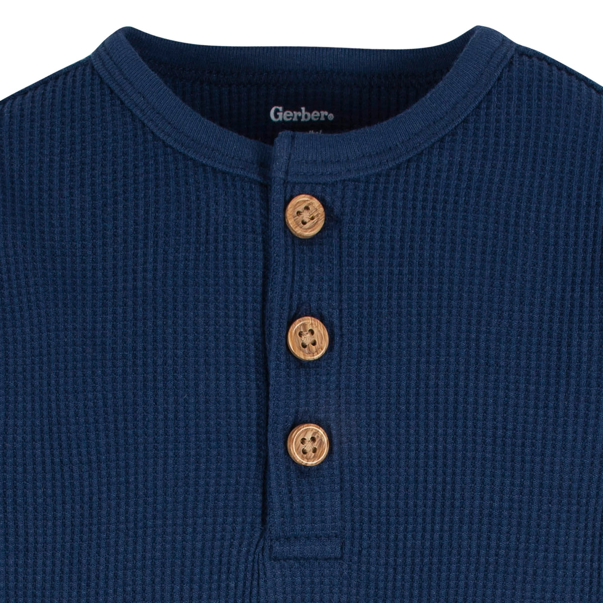 2-Pack Baby Boys Navy & Light Blue Long Sleeve Henley Onesies Bodysuits, view 6