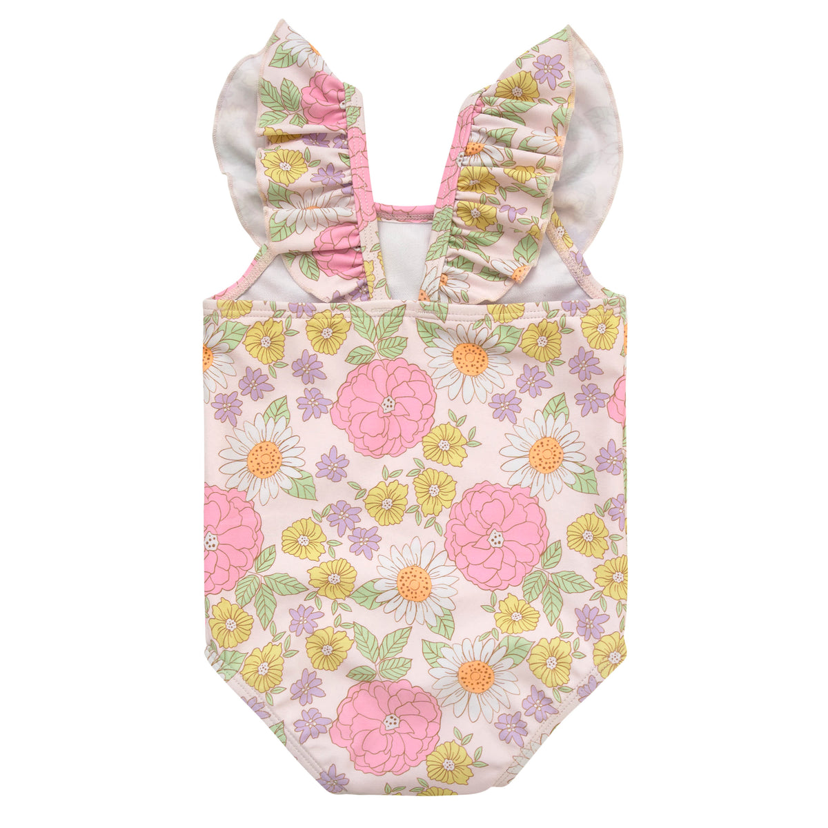 Baby Girls Retro Floral Swimsuit, view 5