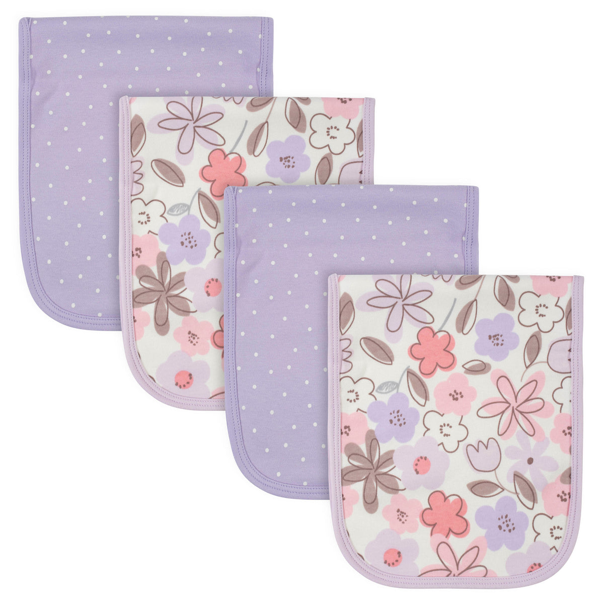 4-Pack Baby Girls Bunny Ballerina Terry Burp Cloths