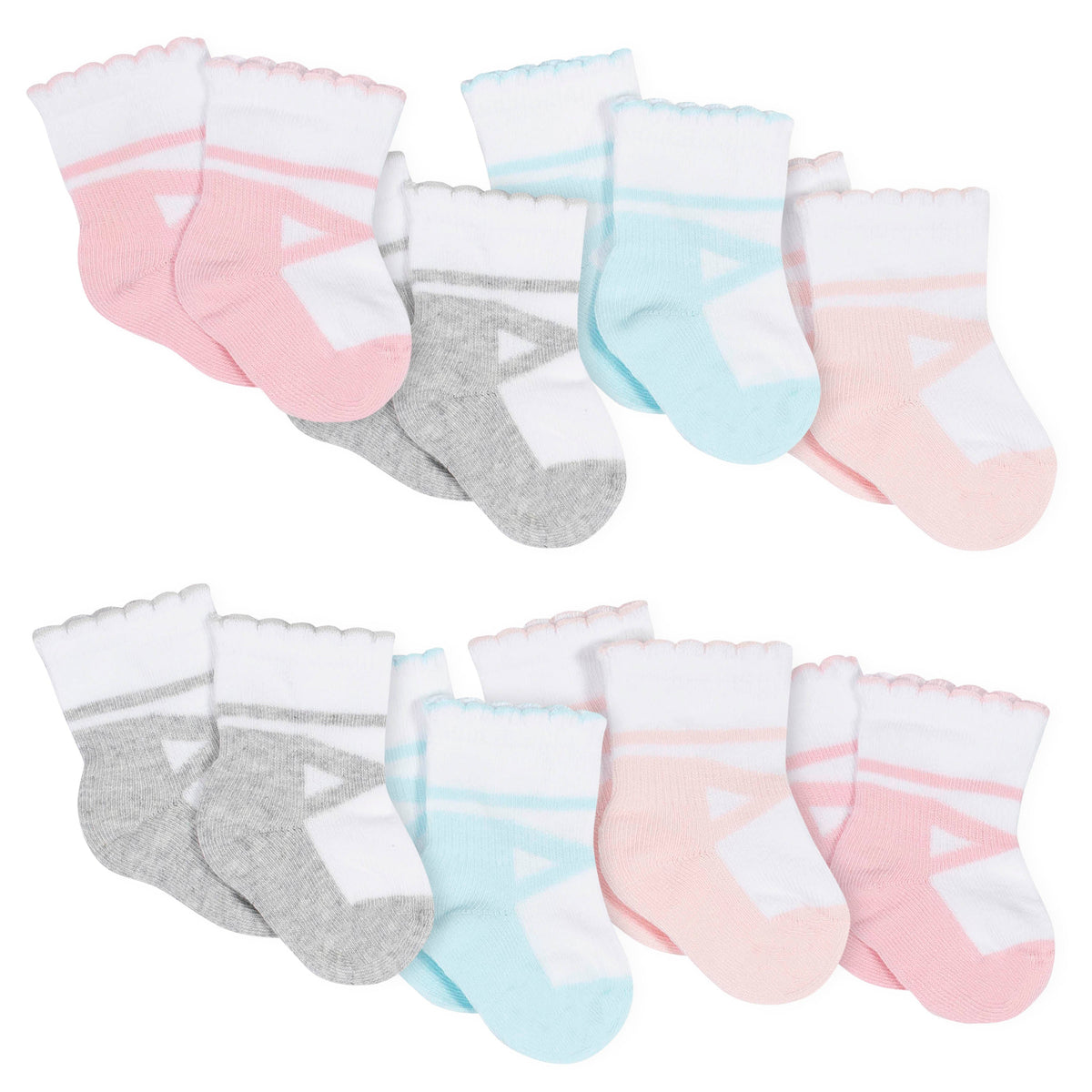 8-Pack Girls Ballet Slipper Jersey Crew Socks