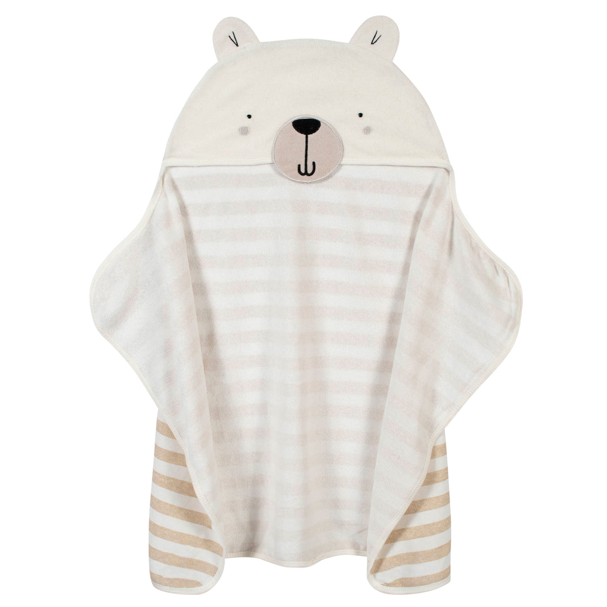 Organic Baby Boys Bear Hooded Bath Wrap, view 2
