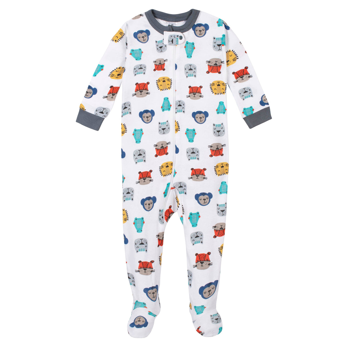 2-Pack Boys Animal Heads Snug Fit Unionsuit Pajamas, view 2