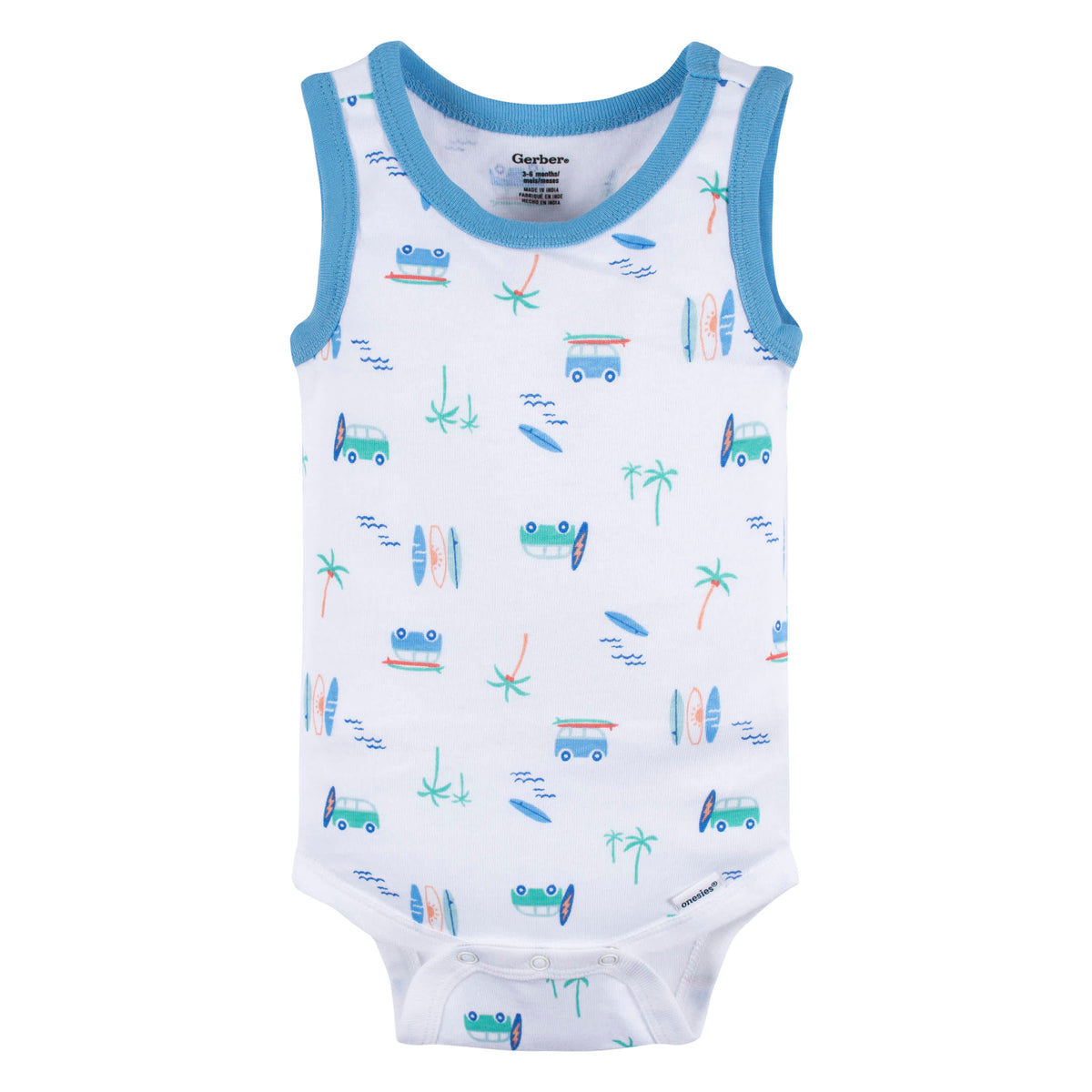 4-Pack Baby Boys Surf Beach Sleeveless Onesies Bodysuits, view 4