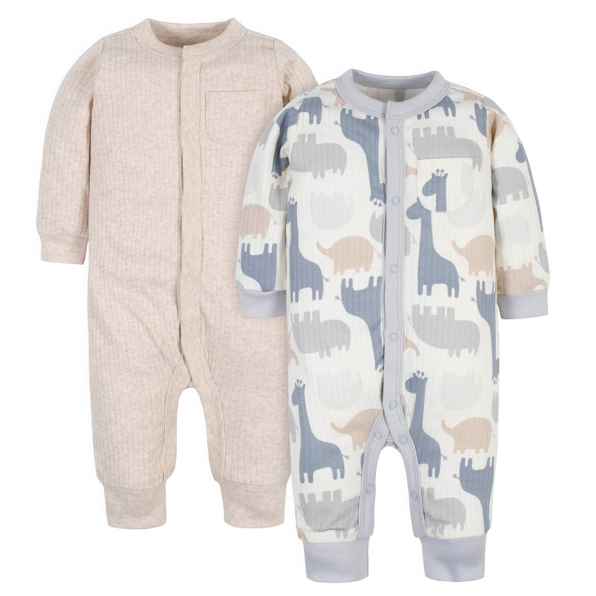 2-Pack Organic Baby Boys Jungle Coveralls