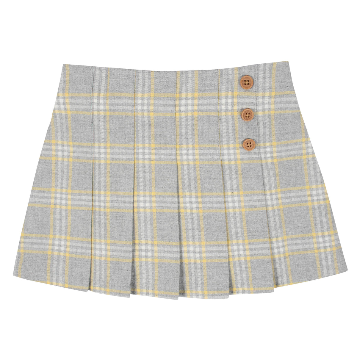 2-Piece Infant & Toddler Girls Mustard Plaid Tee & Skirt Set, view 4