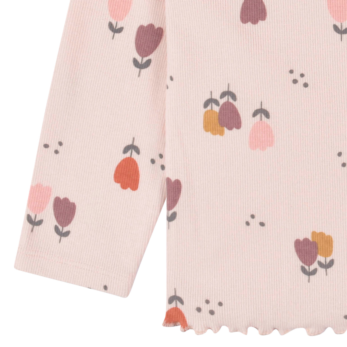 2-Pack Infant & Toddler Girls Burgundy Floral Double Ruffle Tops, view 3