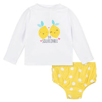 2-Piece Baby & Toddler Girls Lemon Squeeze Rash Guard & Swim Bottoms Set