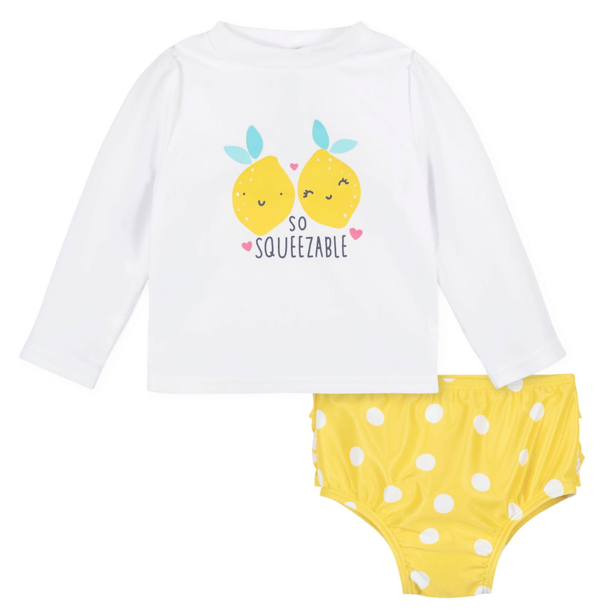 2-Piece Baby & Toddler Girls Lemon Squeeze Rash Guard & Swim Bottoms Set