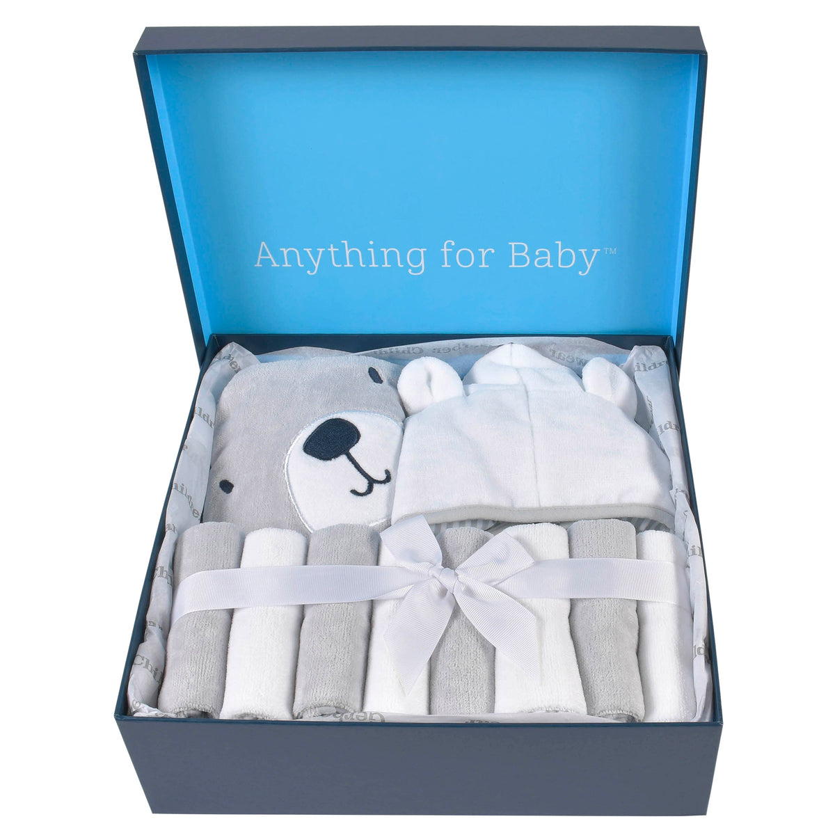 10-Piece Baby Boys Bear Hooded Towel, Robe, & Washcloths Set, view 2