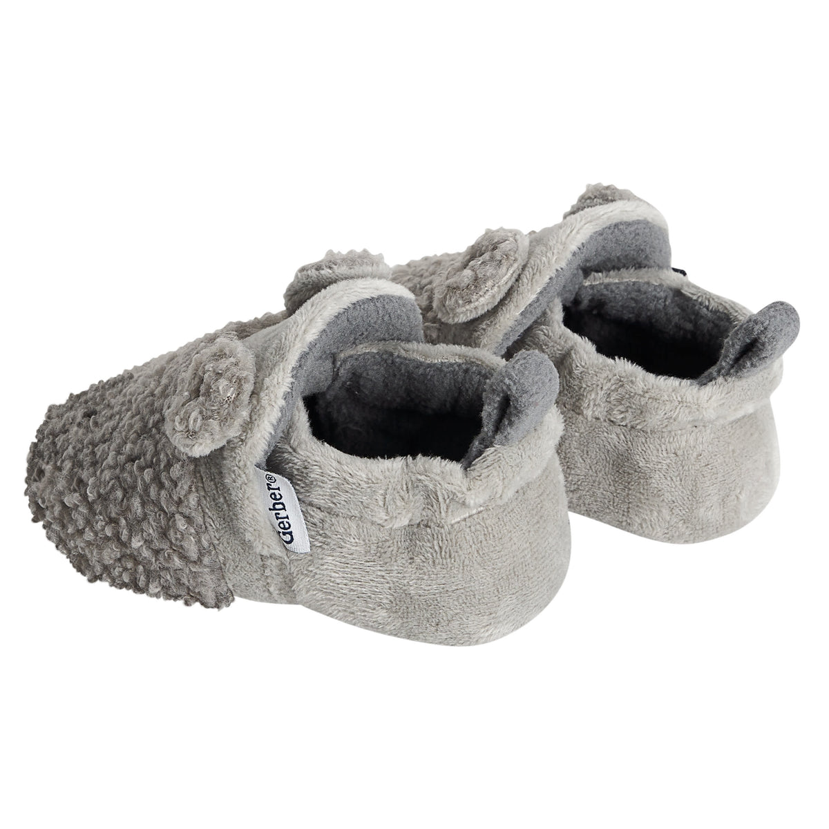 Baby Neutral Gray Sherpa Booties, view 6