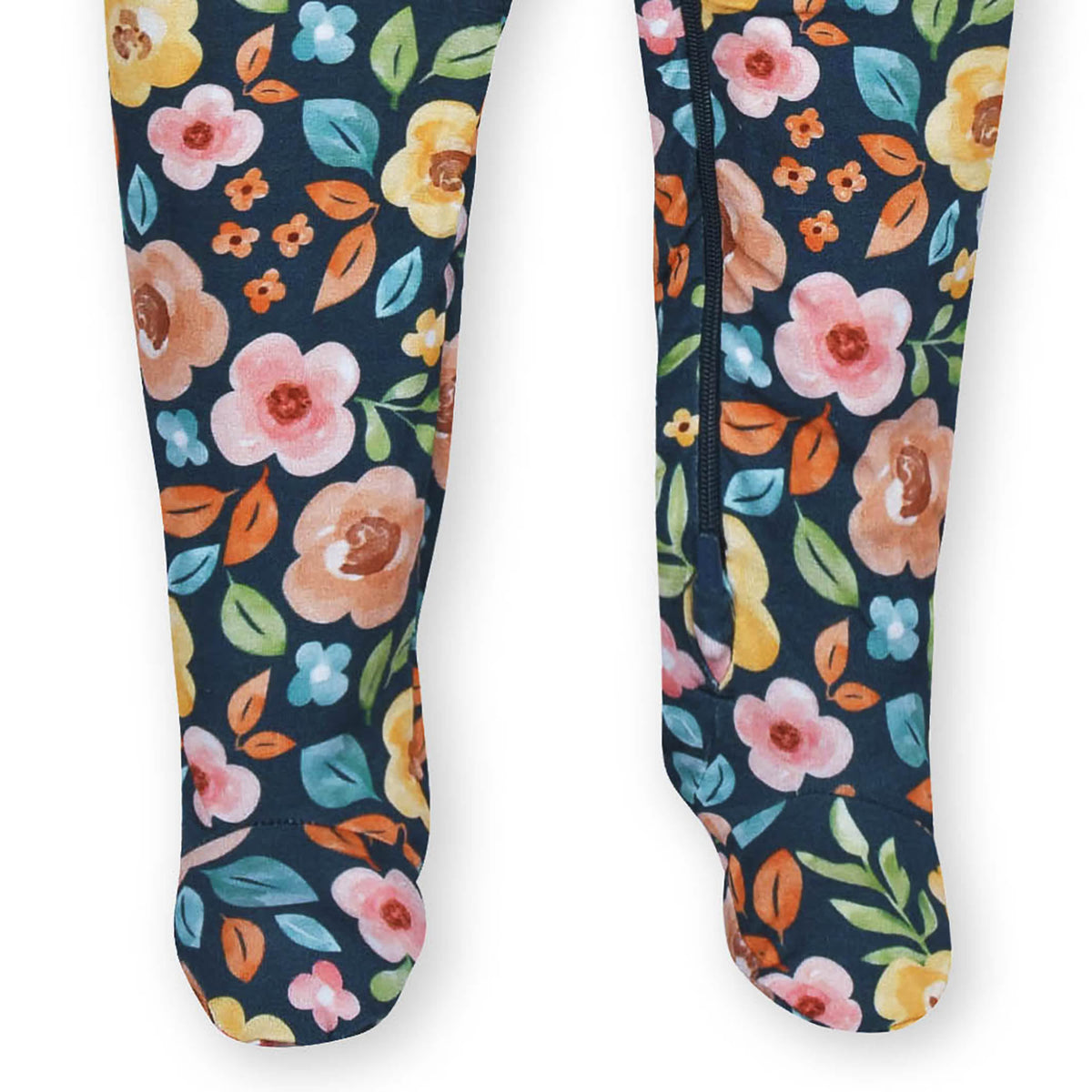 Baby & Toddler Girls Midnight Floral Buttery Soft Viscose Made from Eucalyptus Snug Fit Footed Pajamas, view 8