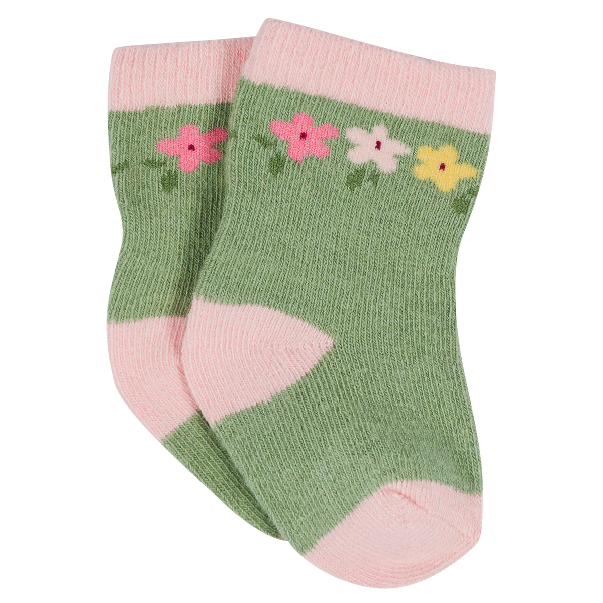 12-Pack Baby & Toddler Girls Floral Fox Jersey Crew Wiggle Proof Socks, view 12