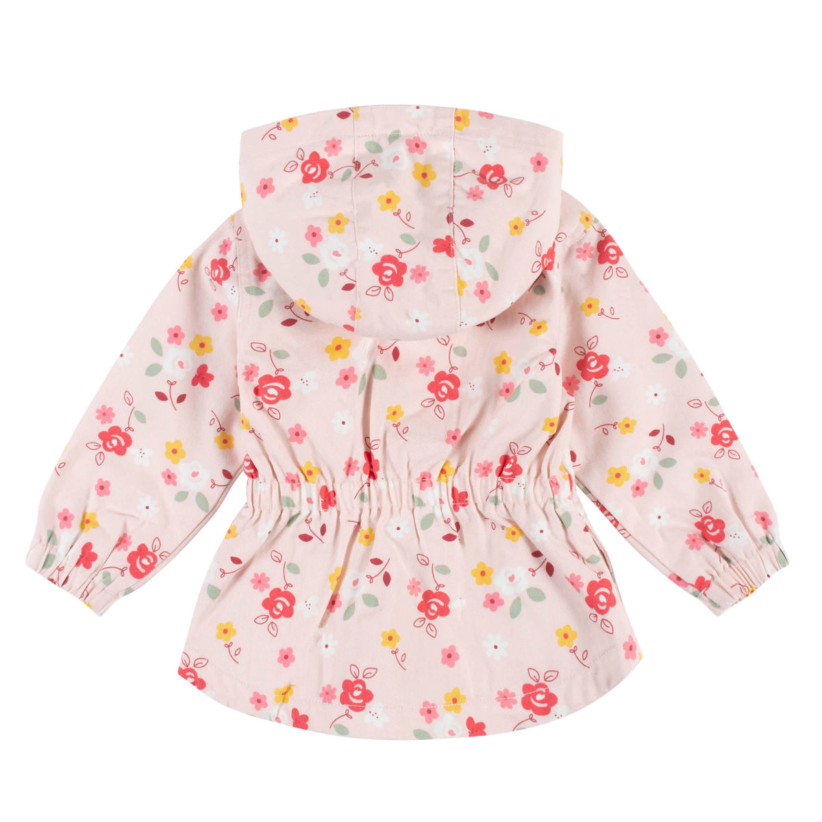 Infant & Toddler Girls Floral Hooded Cotton Twill Utility Jacket, view 4