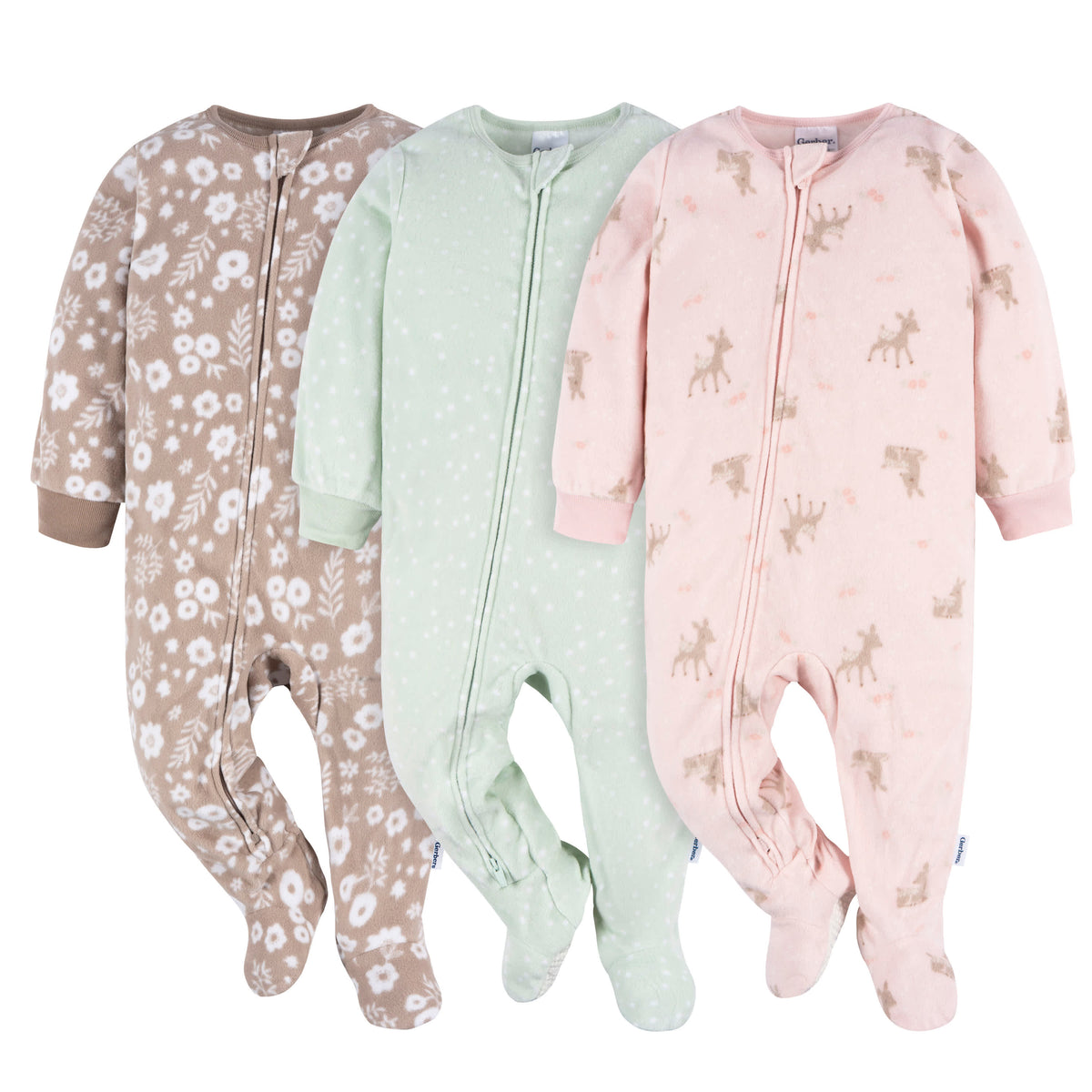 3-Pack Baby & Toddler Girls Pink Deer Fleece Pajamas