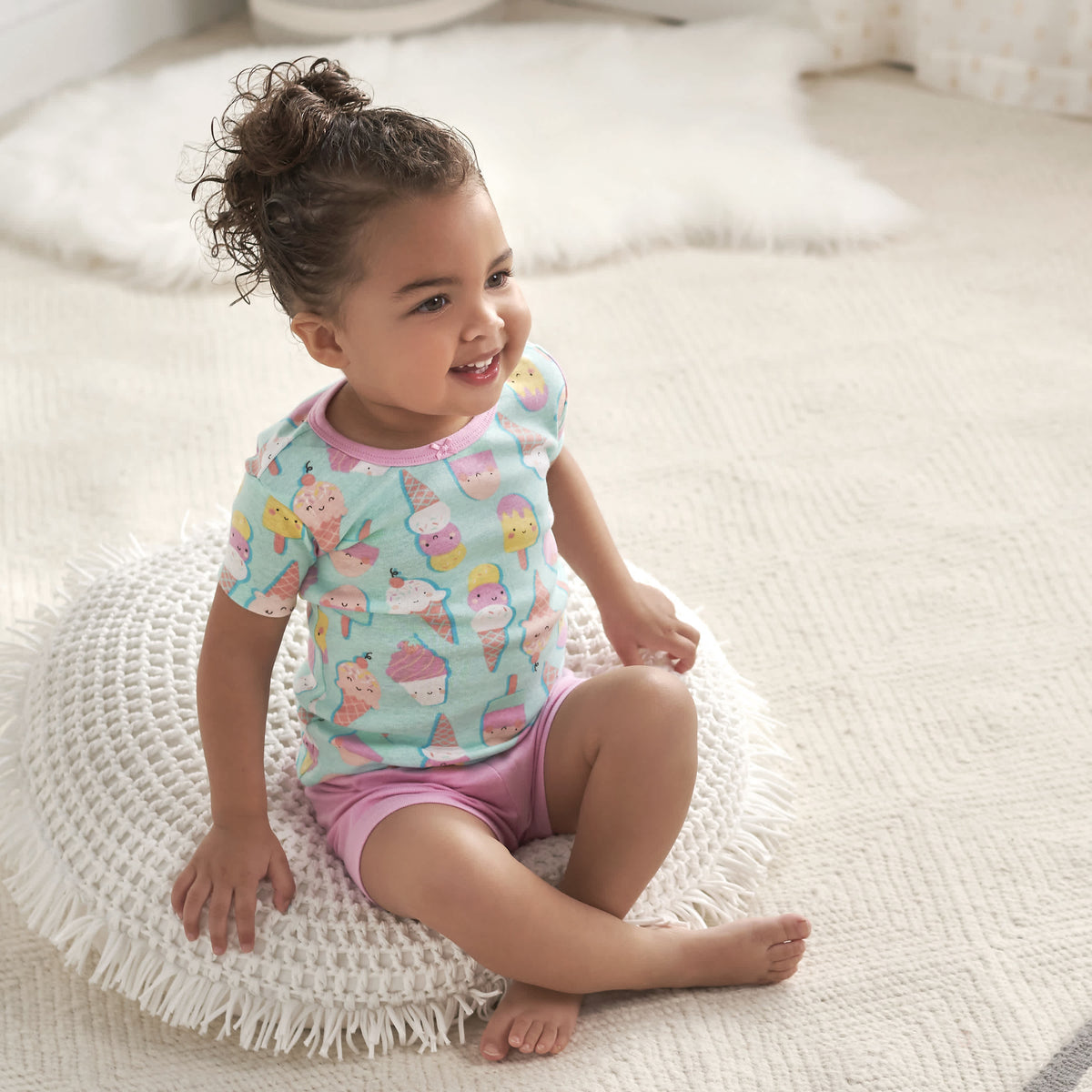 4-Piece Infant & Toddler Girls Ice Cream Dreams Snug Fit Cotton Pajamas, view 2