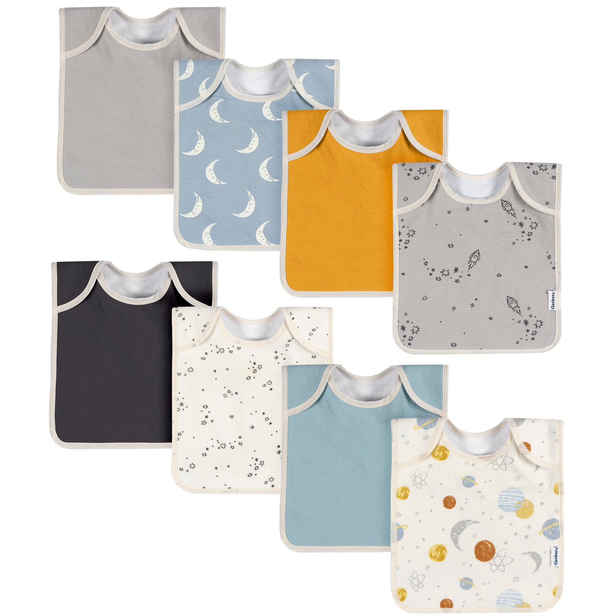 8-Pack Baby Boys Multi Blue Grey Lap Shoulder Bibs