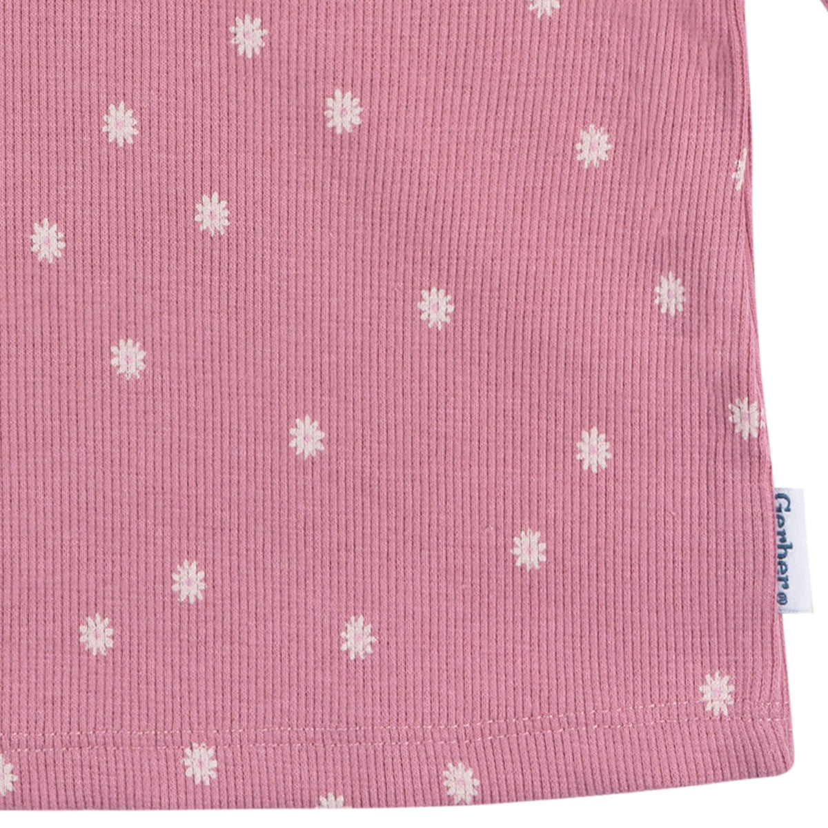 2-Piece Infant & Toddler Girls Pink Flower Shirt and Shorts Set, view 4