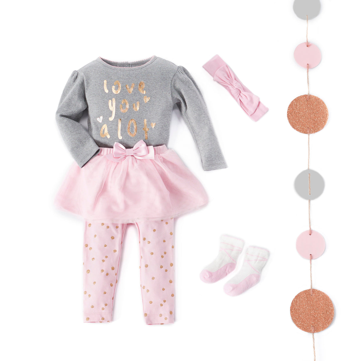 2-Piece Toddler Girls Love Shirt and Tutu Legging Set, view 3