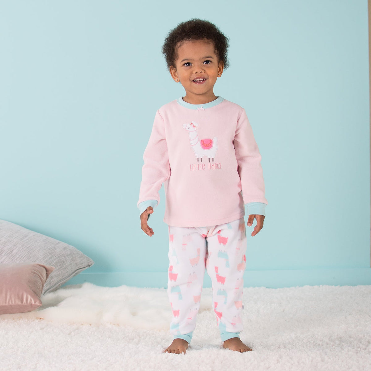 2-Piece Toddler Girls Llama Fleece Pajamas, view 3