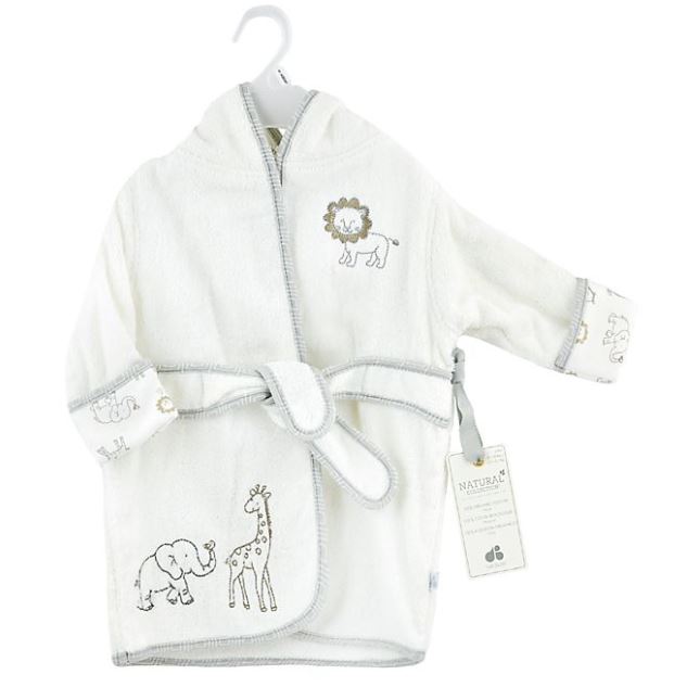Baby Neutral Animal Kingdom Organic Hooded Bath Robe, view 2