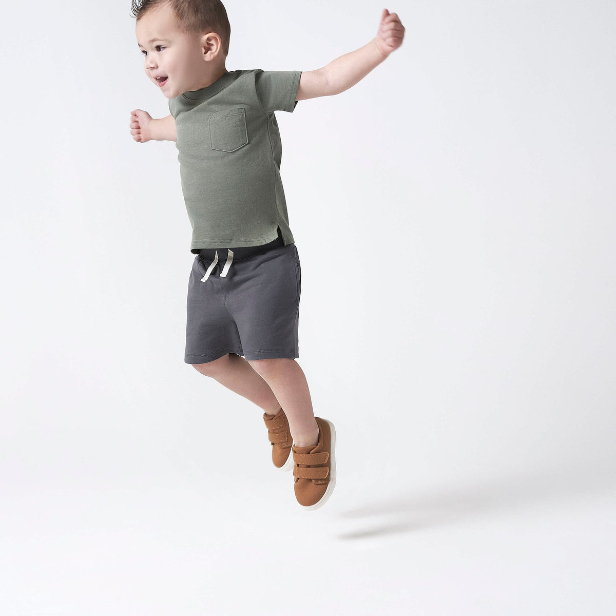 Infant & Toddler Boys Washed Rust Twill Strap Sneaker, view 6