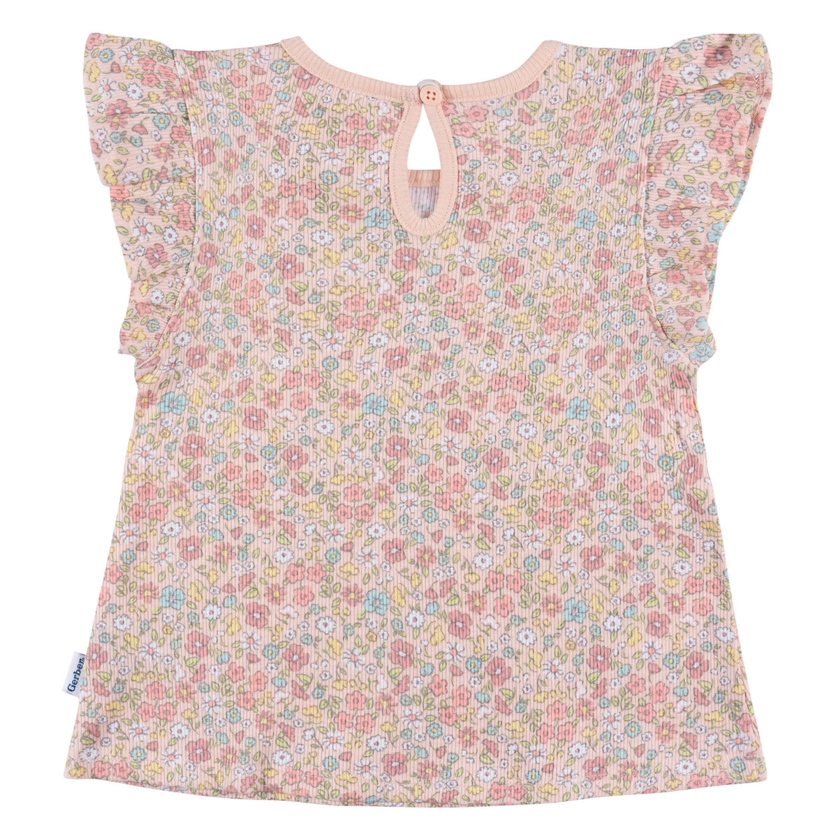 3-Piece Infant & Toddler Girls Pink Floral Shirt and Shorts Set, view 3