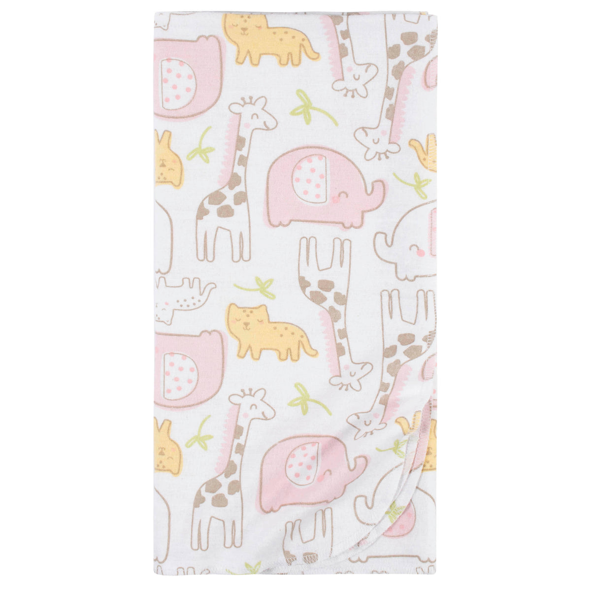 5-Pack Baby Girls Pink Safari Flannel Receiving Blankets, view 2