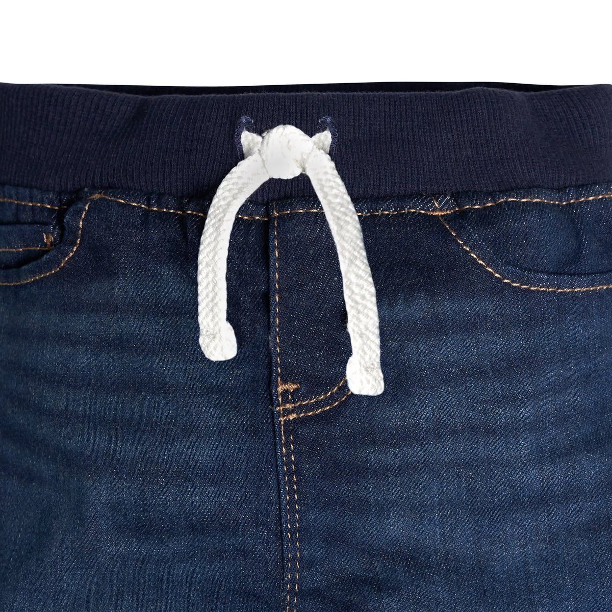 Baby Neutral Dark Blue Rib Waist Skinny Jeans, view 2