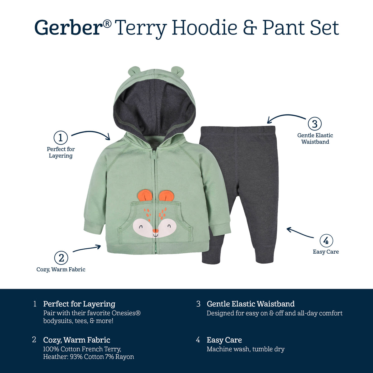 2-Piece Baby & Toddler Boys Explore Terry Zip Hoodie & Joggers Set, view 6