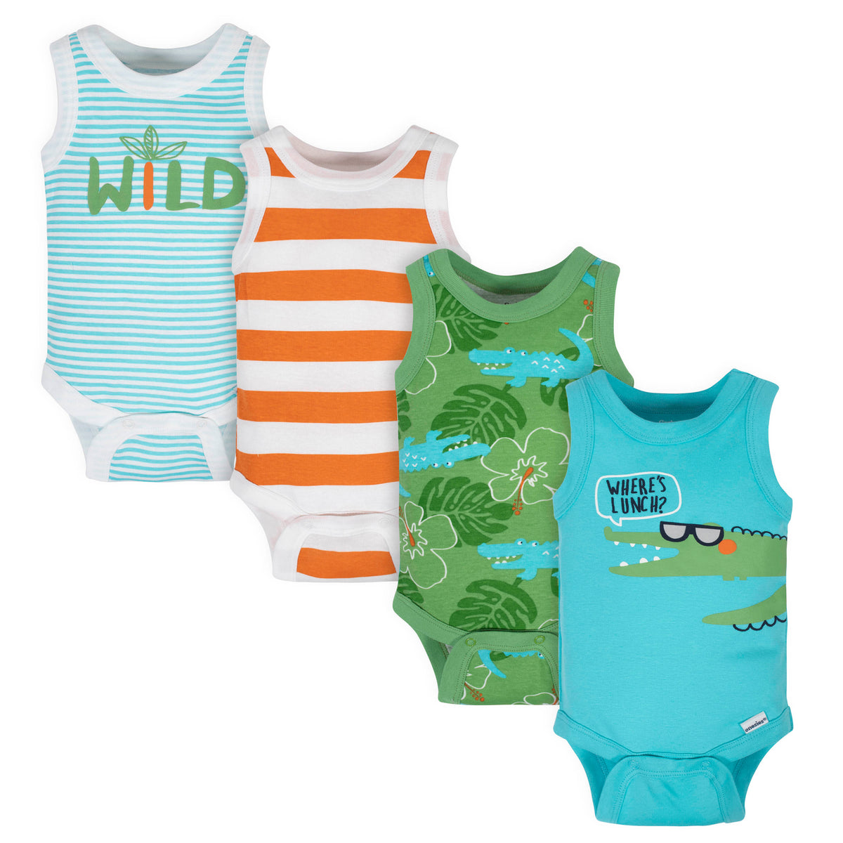 4-Pack Baby Boys Gator Onesies Bodysuits