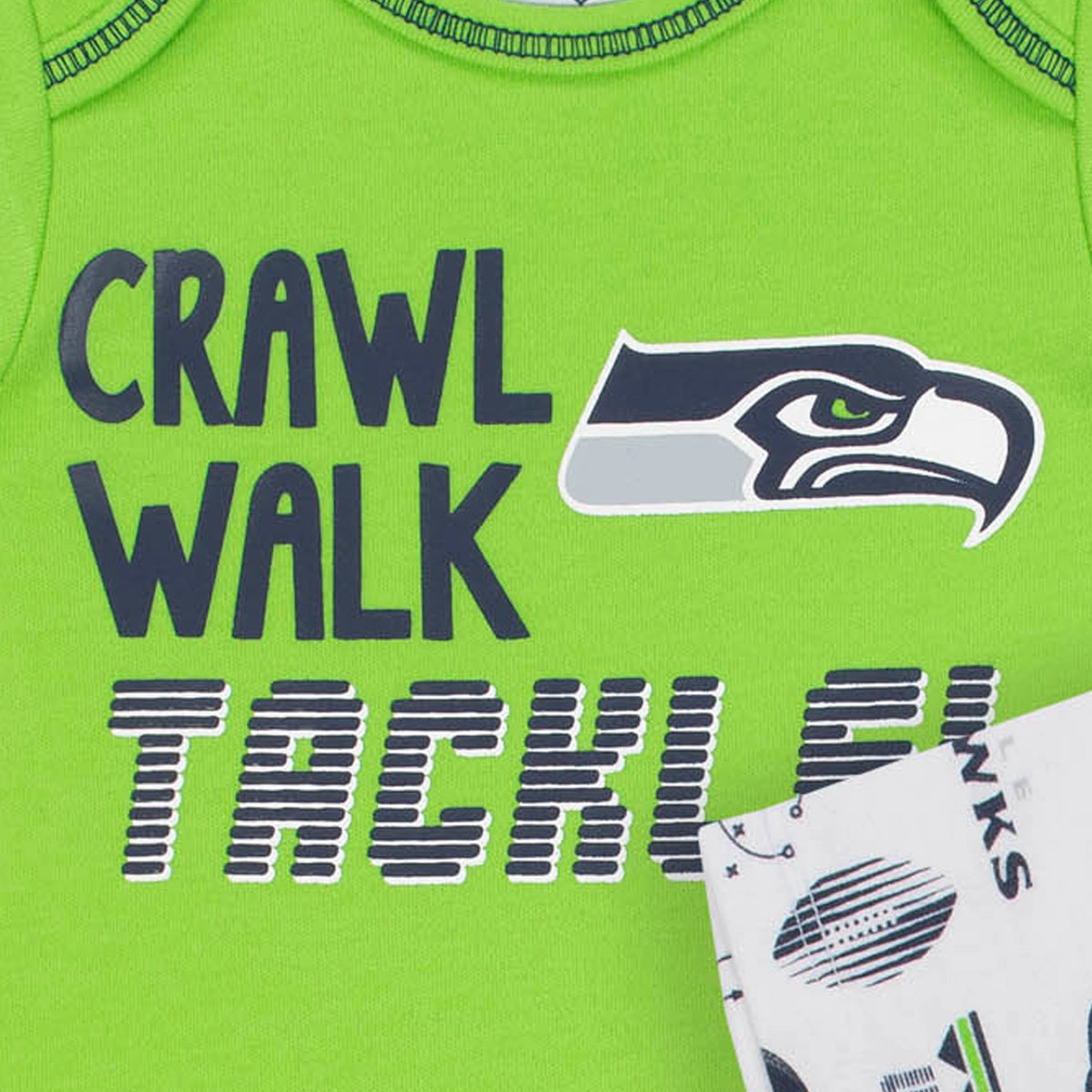 3-Pack Seattle Seahawks Short Sleeve Bodysuits, view 2