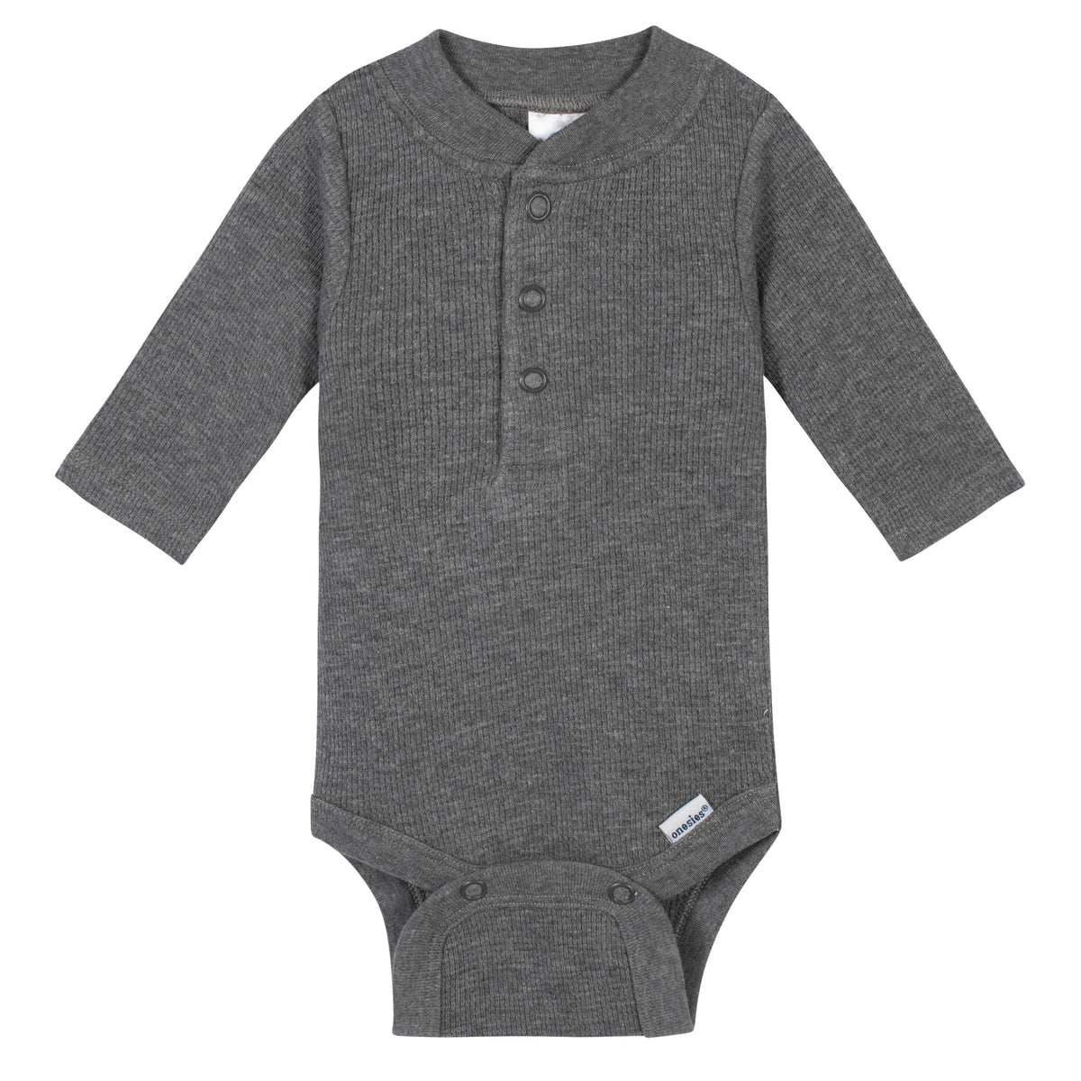 3-Pack Baby Boys Solid Thermal Long Sleeve Onesies Bodysuits, view 2