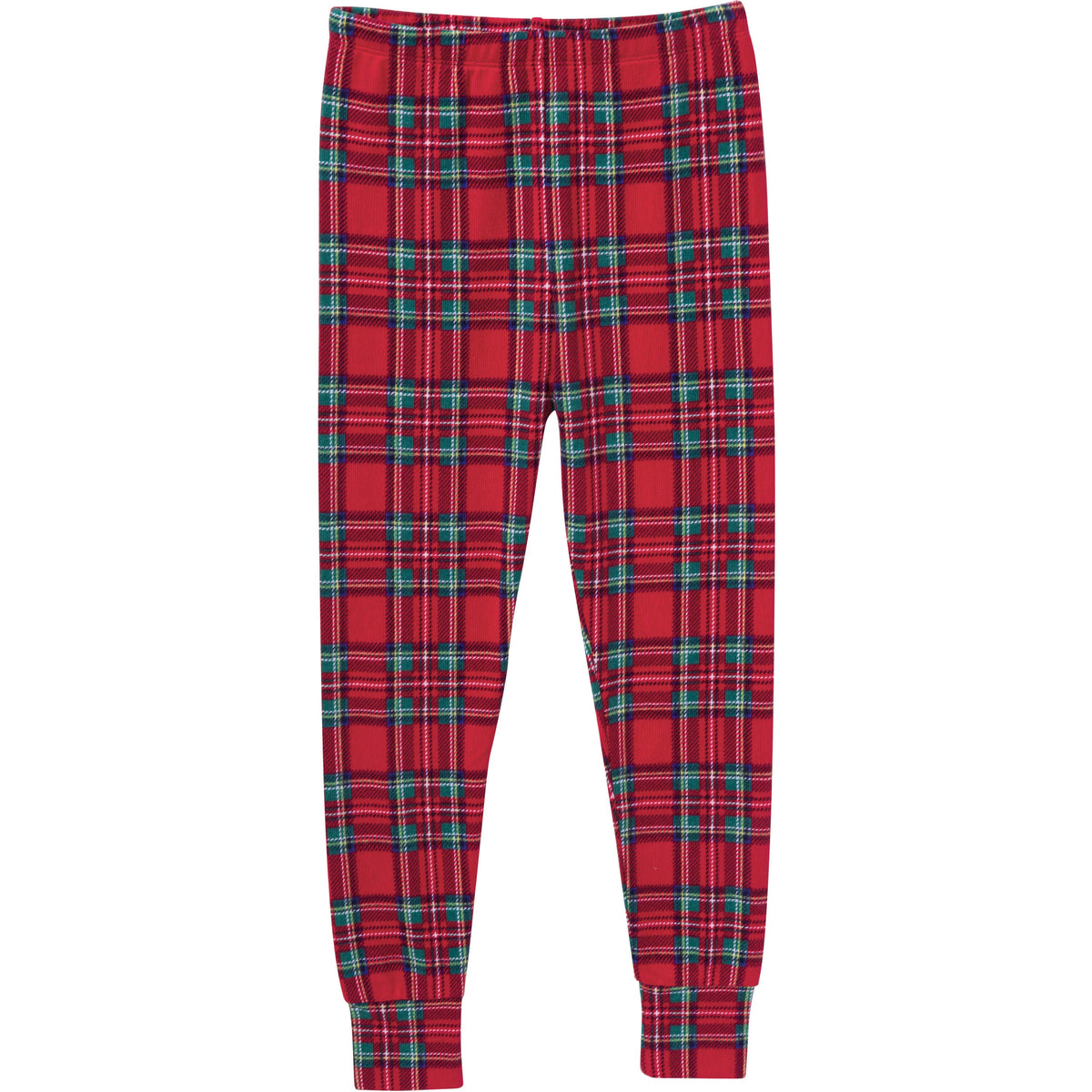 2-Piece Kids Neutral Stewart Plaid Holiday Family Pajamas, view 3