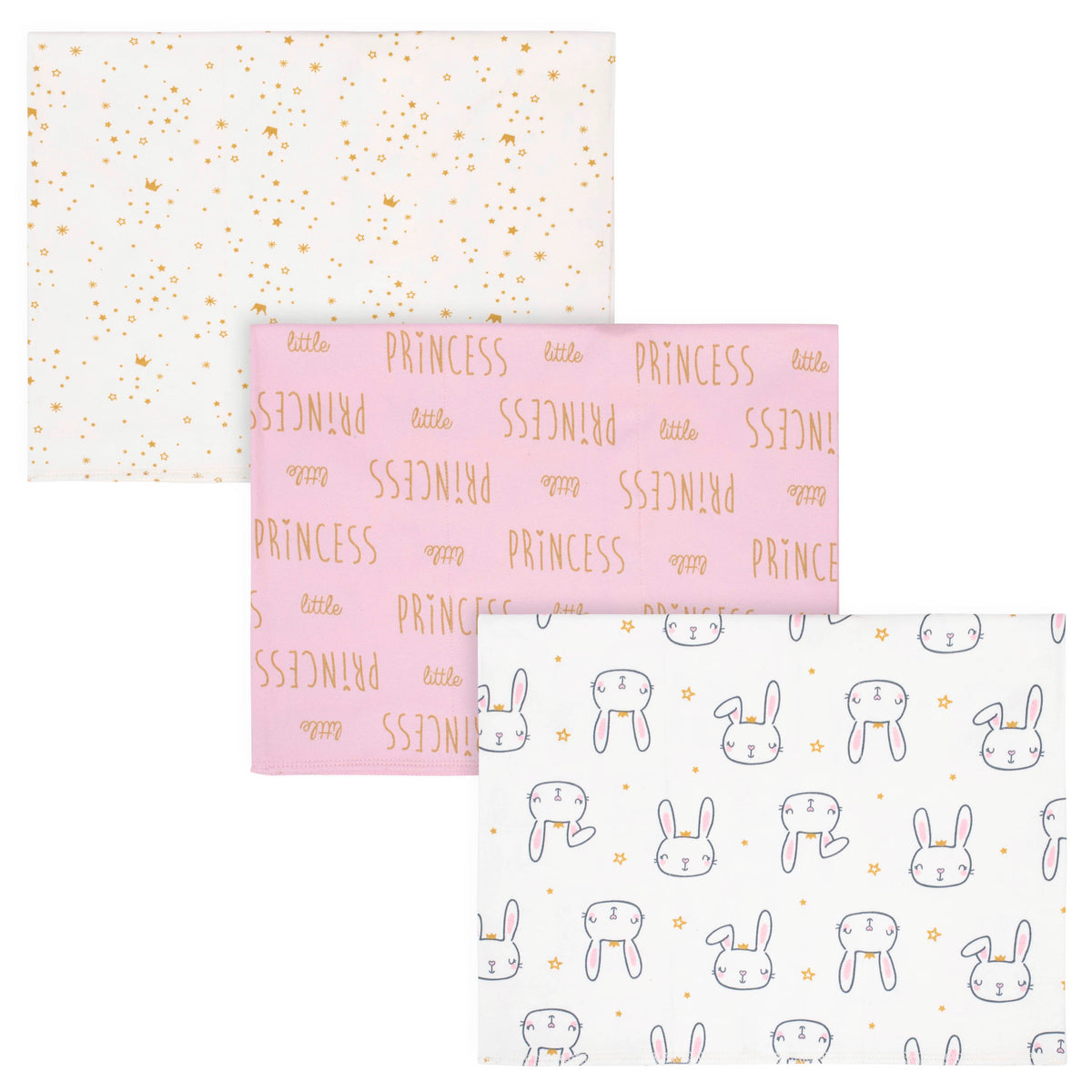 3-Pack Baby Girls Princess Knit Burp Cloths