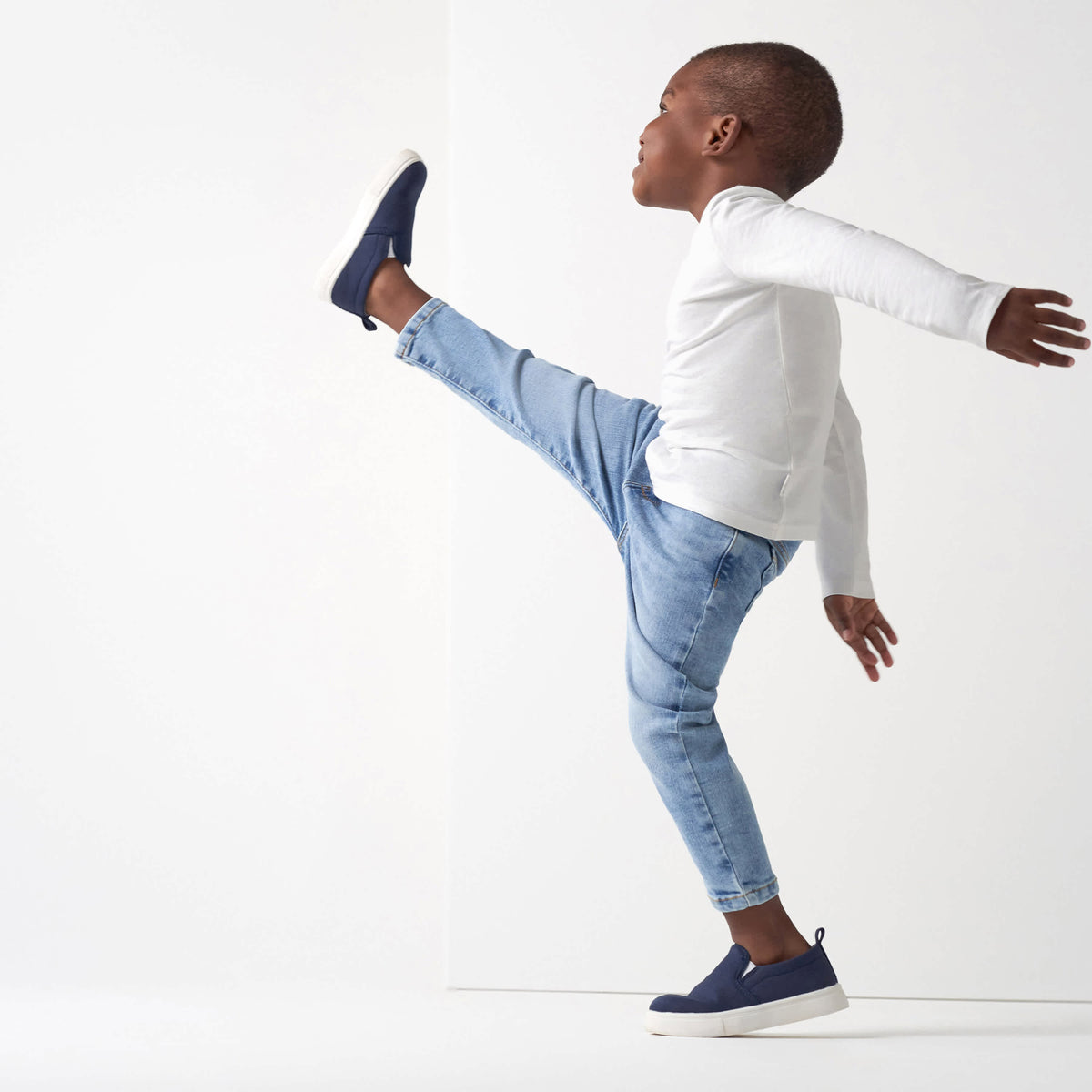 Infant and Toddler Neutral Light Blue Straight Fit Jeans, view 3