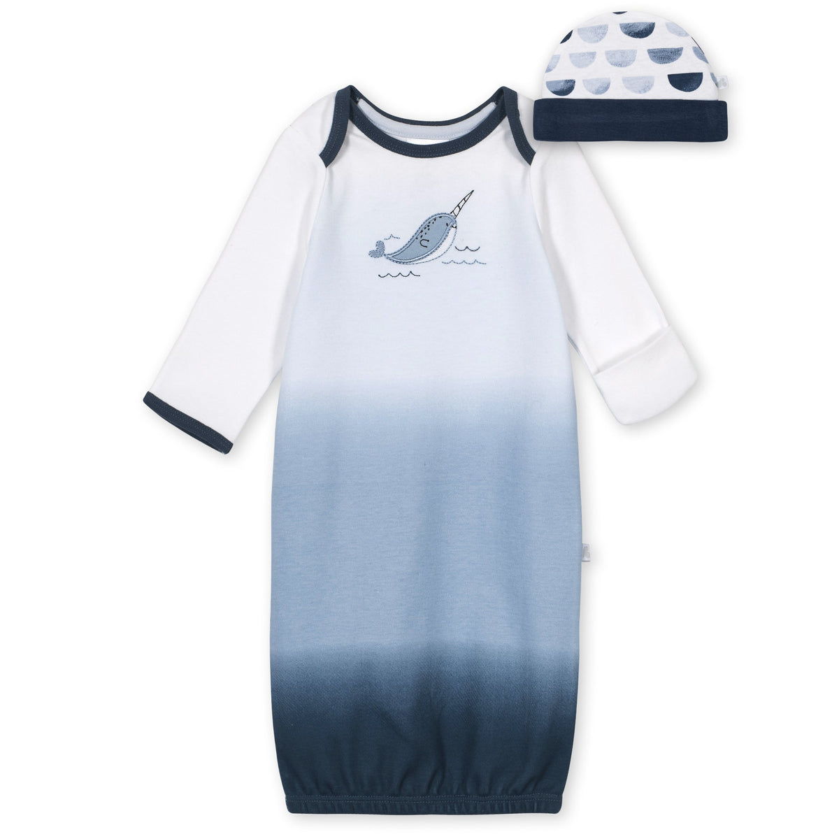2-Piece Baby Boys Ombre Boy Gown and Cap Set